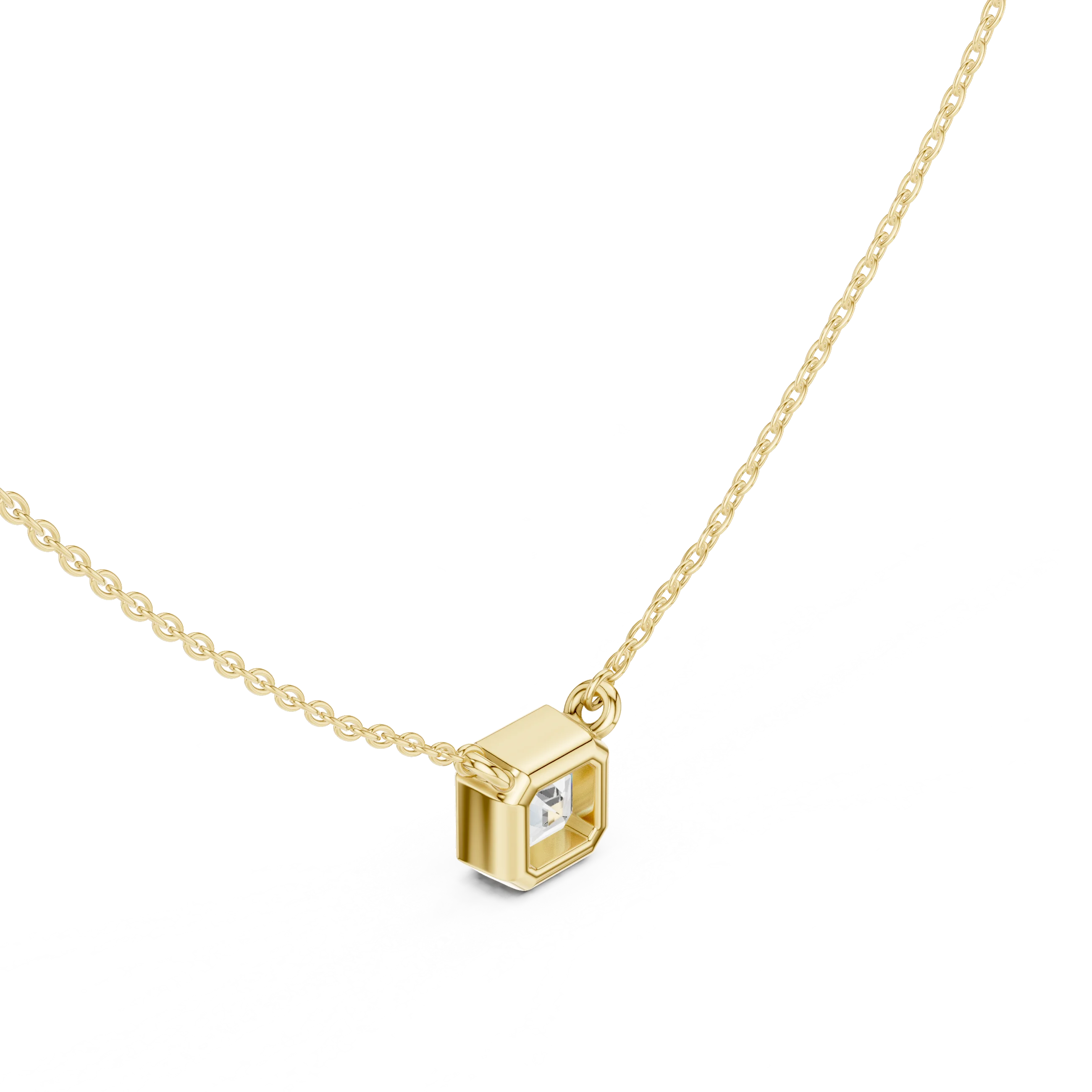 Golden Prism Asscher Bezel Solitaire Diamond Pendant