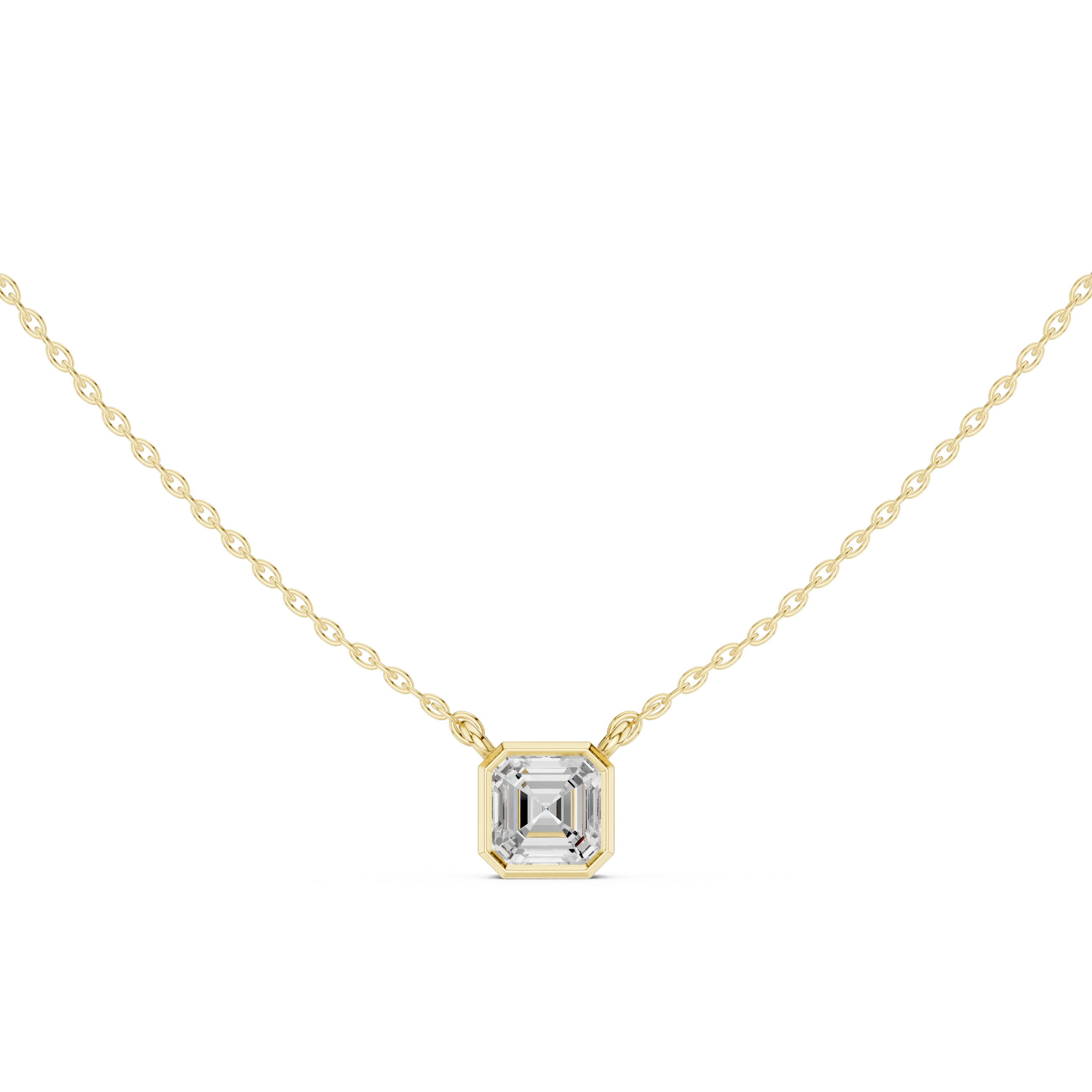 Golden Prism Asscher Bezel Solitaire Diamond Pendant