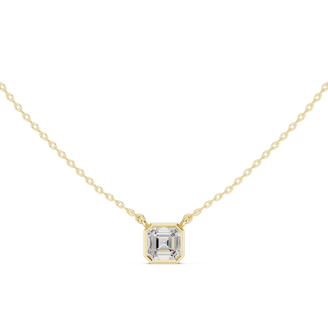 Golden Prism Asscher Bezel Solitaire Diamond Pendant