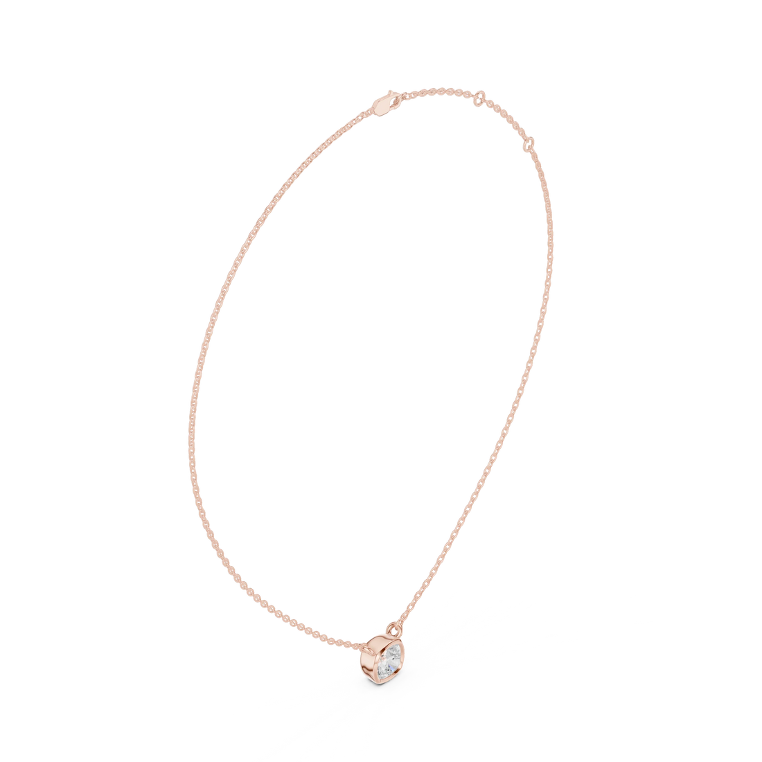 Soft Aura Cushion Bezel Solitaire Diamond Pendant