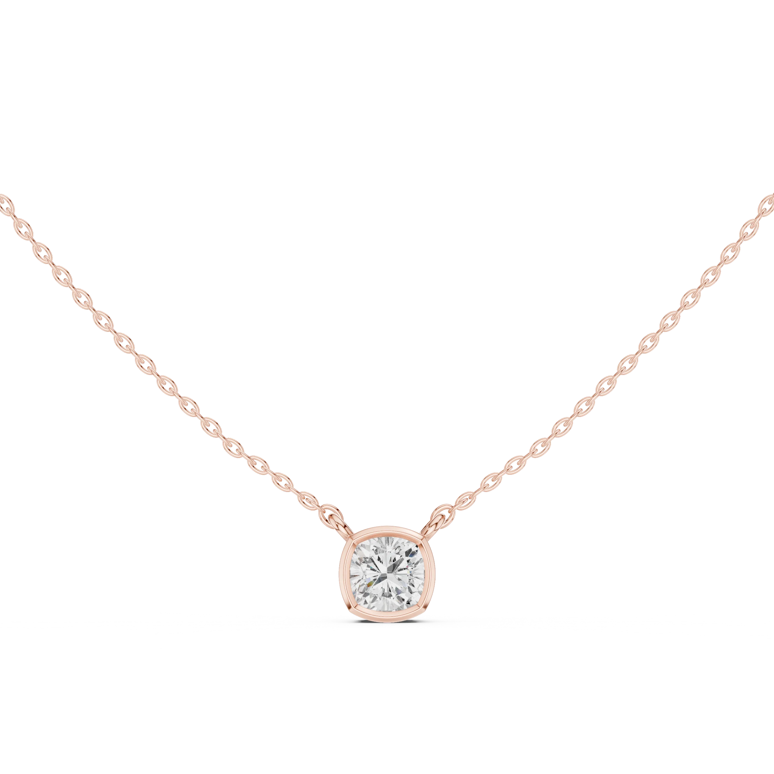 Soft Aura Cushion Bezel Solitaire Diamond Pendant