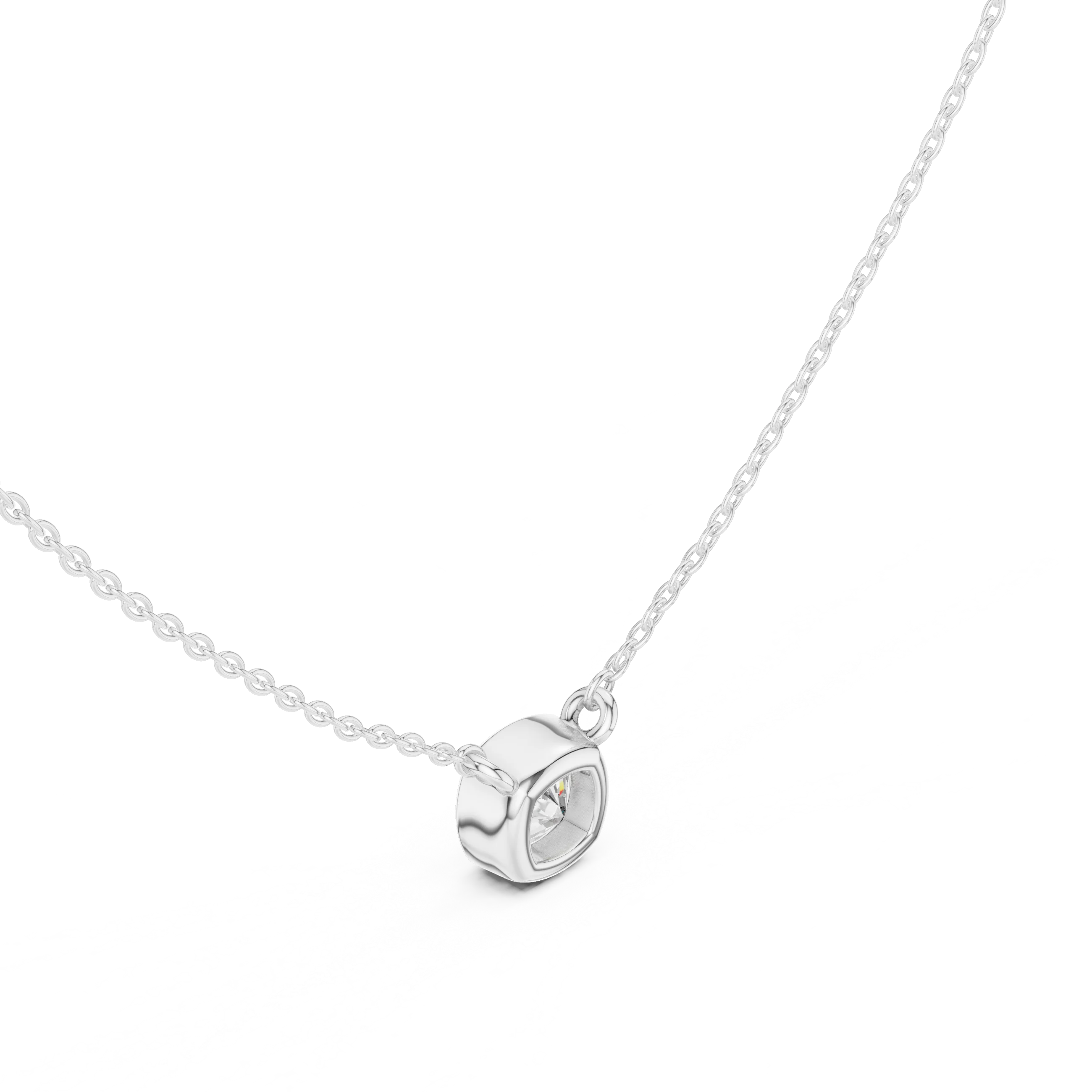 Soft Aura Cushion Bezel Solitaire Diamond Pendant