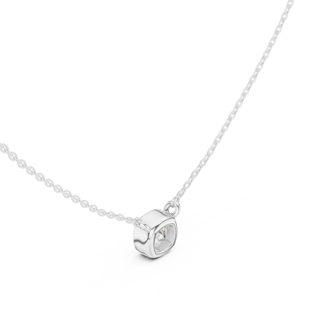 Soft Aura Cushion Bezel Solitaire Diamond Pendant