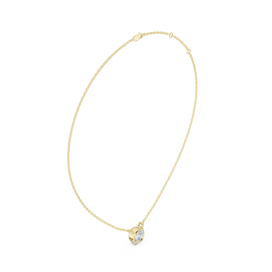 Soft Aura Cushion Bezel Solitaire Diamond Pendant