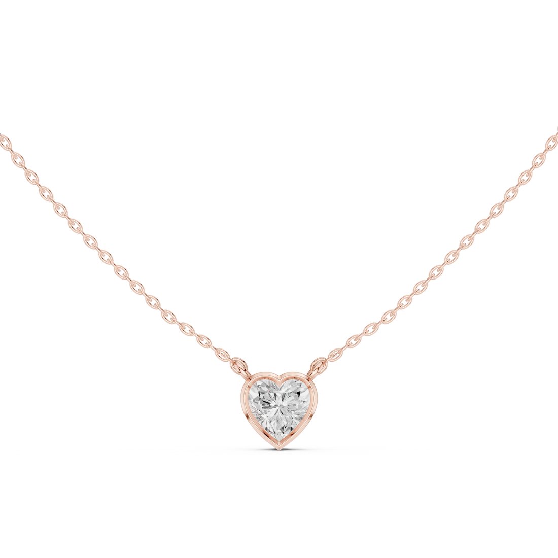 Amour Heart Bezel Solitaire Diamond Pendant