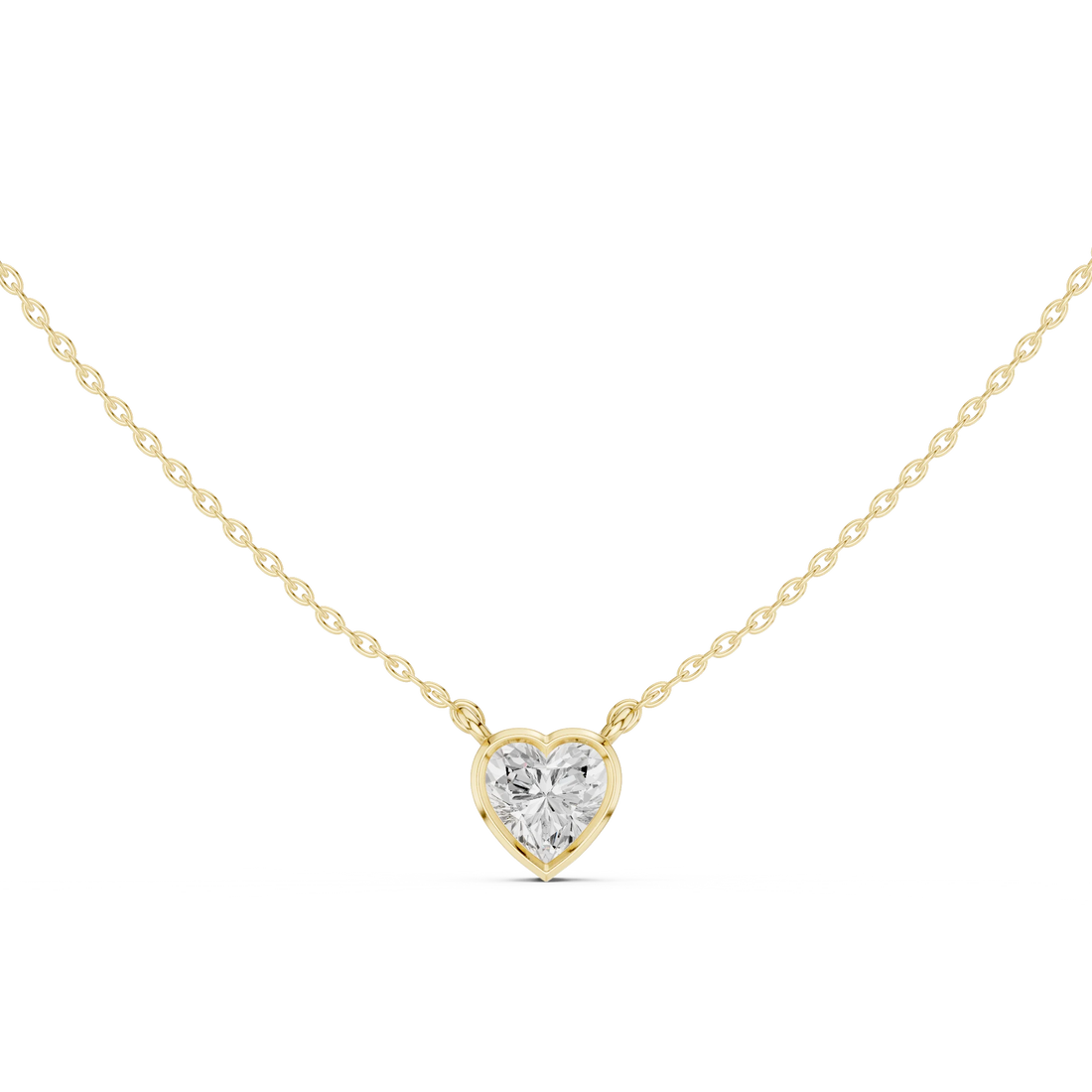 Amour Heart Bezel Solitaire Diamond Pendant