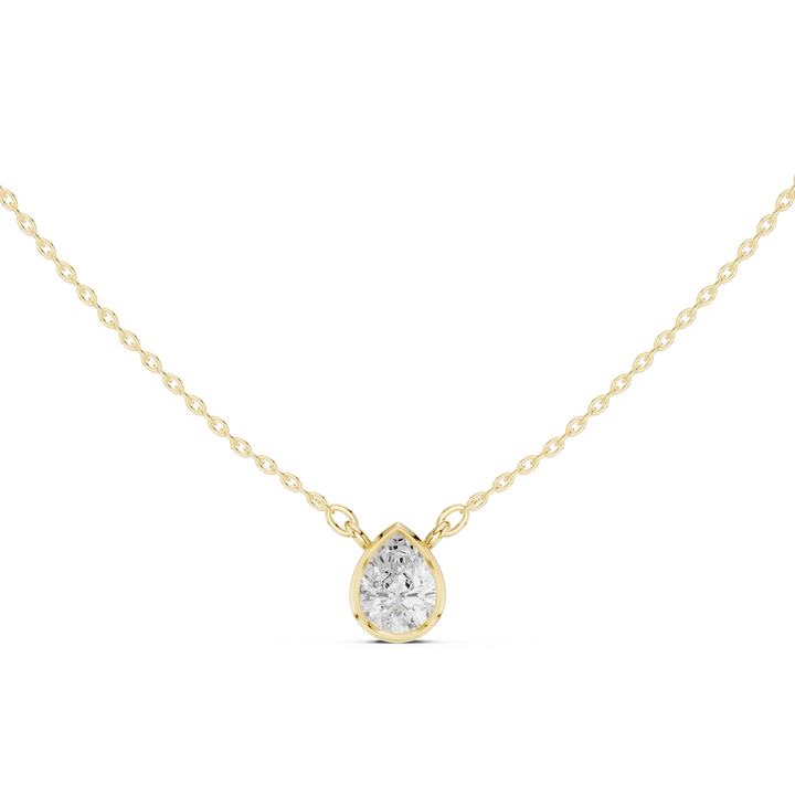 Elara Pear Bezel Solitaire Diamond Pendant