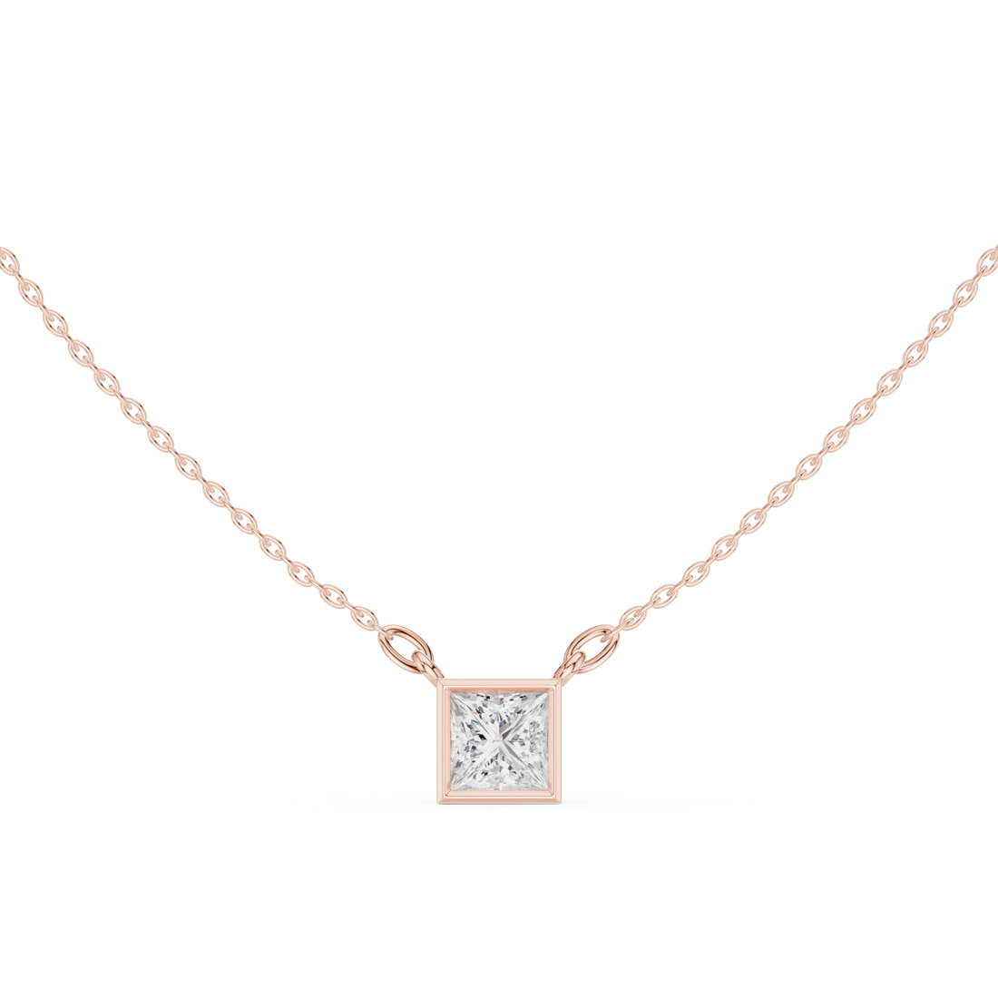 Celestia Princess Bezel Solitaire Diamond Pendant