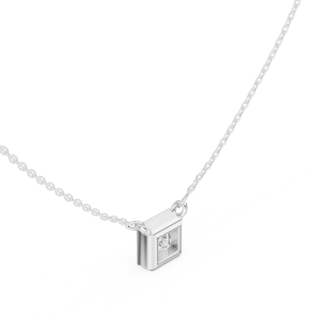 Celestia Princess Bezel Solitaire Diamond Pendant