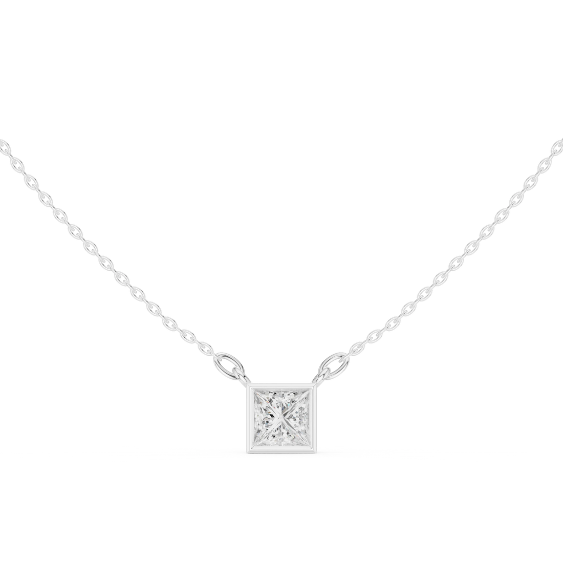 Celestia Princess Bezel Solitaire Diamond Pendant