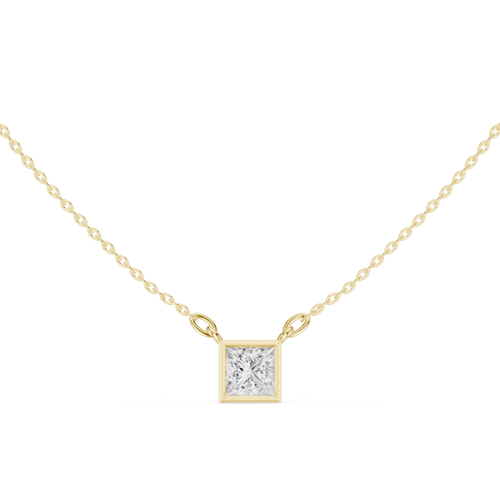 Celestia Princess Bezel Solitaire Diamond Pendant