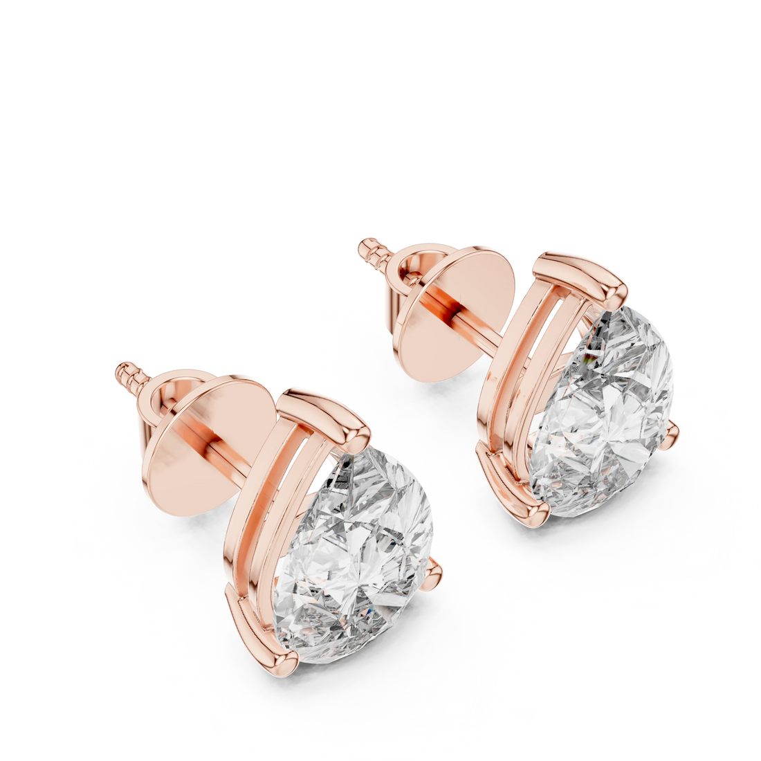 Elegant Teardrop Pear Solitaire Diamond Stud Earrings