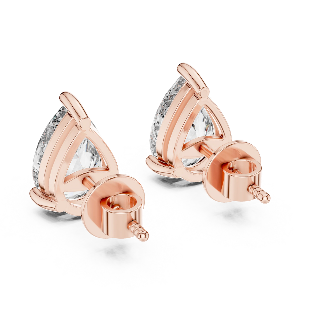 Elegant Teardrop Pear Solitaire Diamond Stud Earrings