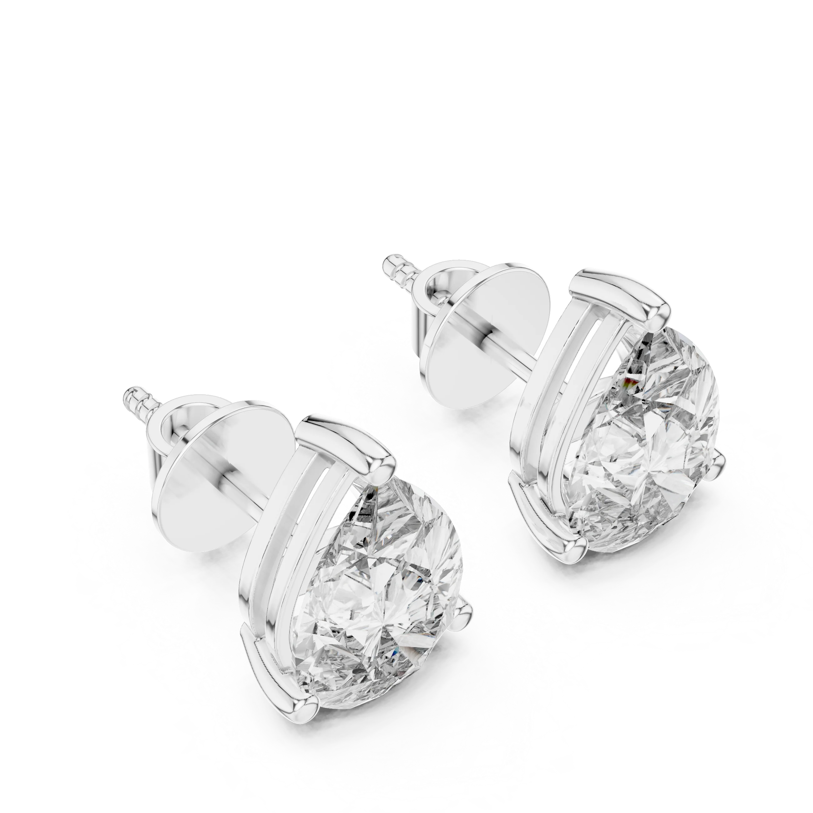 Elegant Teardrop Pear Solitaire Diamond Stud Earrings