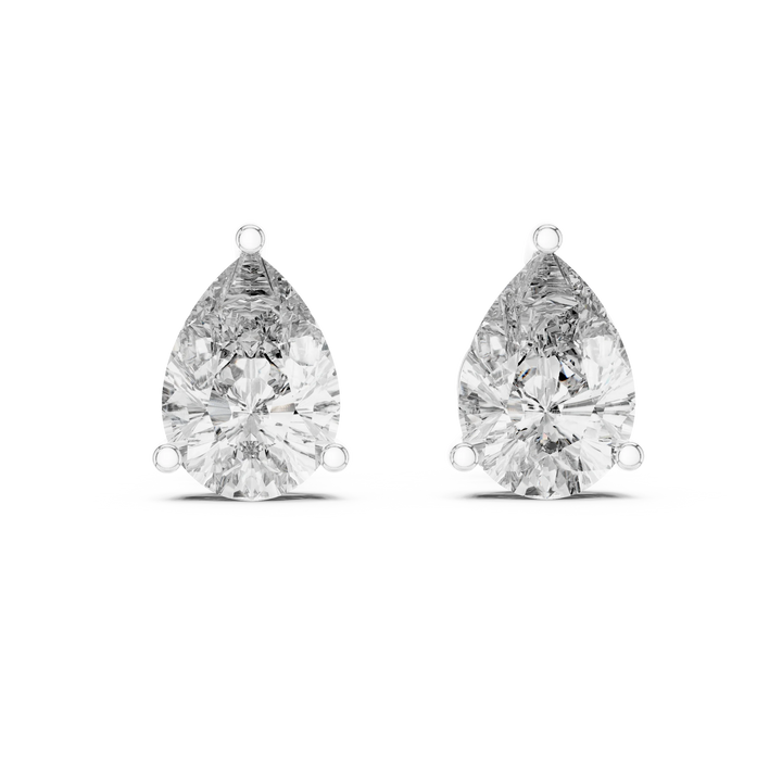 Elegant Teardrop Pear Solitaire Diamond Stud Earrings