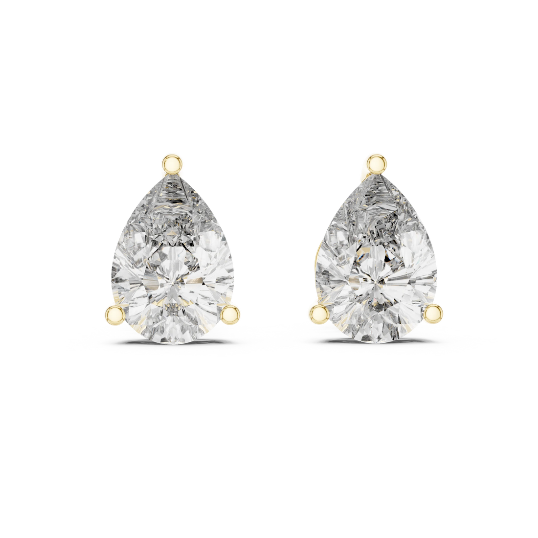 Elegant Teardrop Pear Solitaire Diamond Stud Earrings