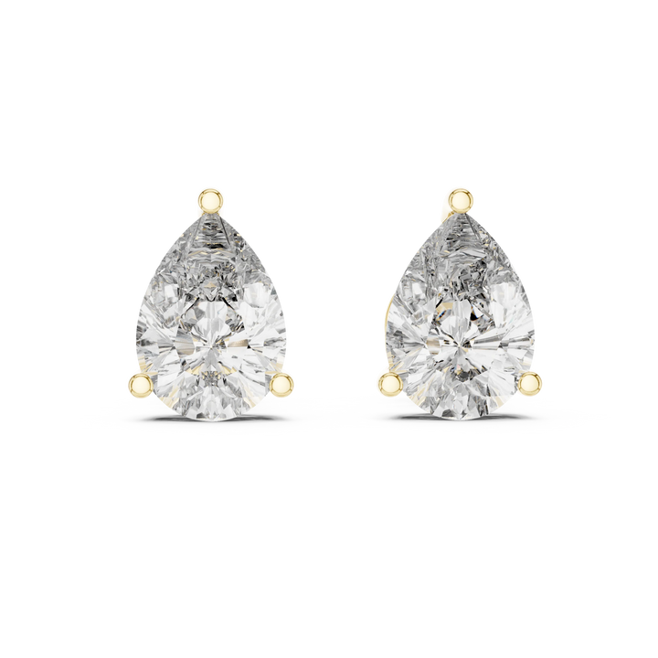 Elegant Teardrop Pear Solitaire Diamond Stud Earrings