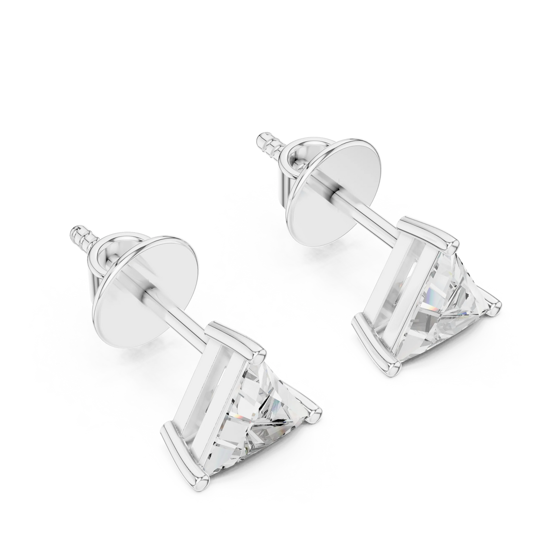 Trinity Spark Trillion Solitaire Diamond Stud Earrings
