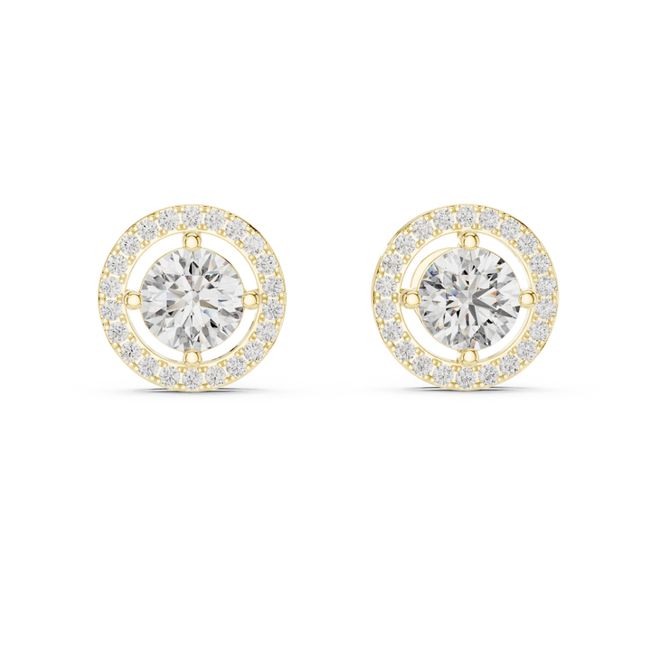 Rose Aura Halo Diamond Stud Earrings