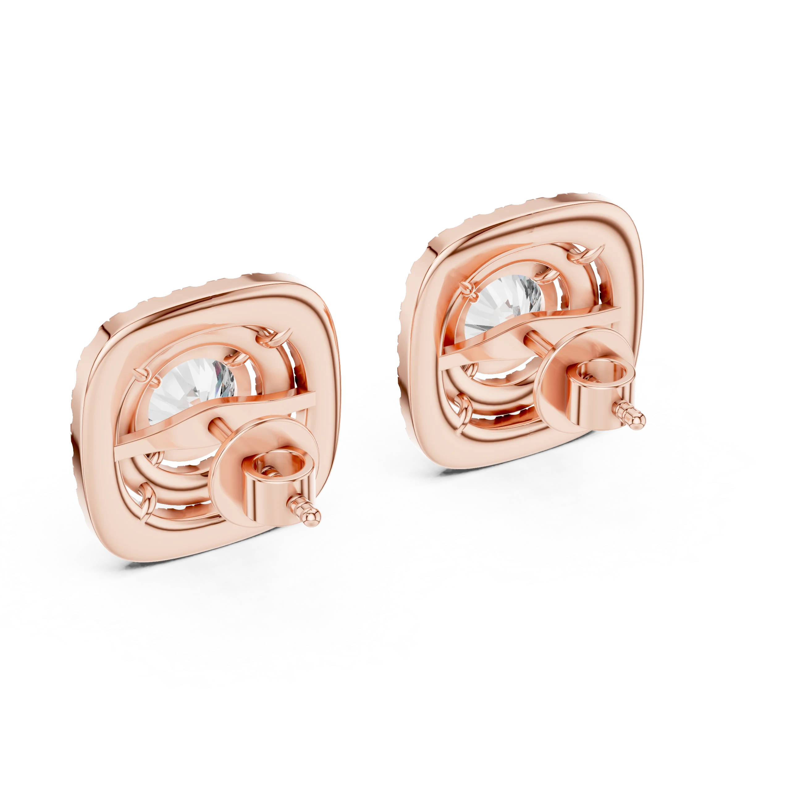 Royal Aura Double Halo Diamond Stud Earrings