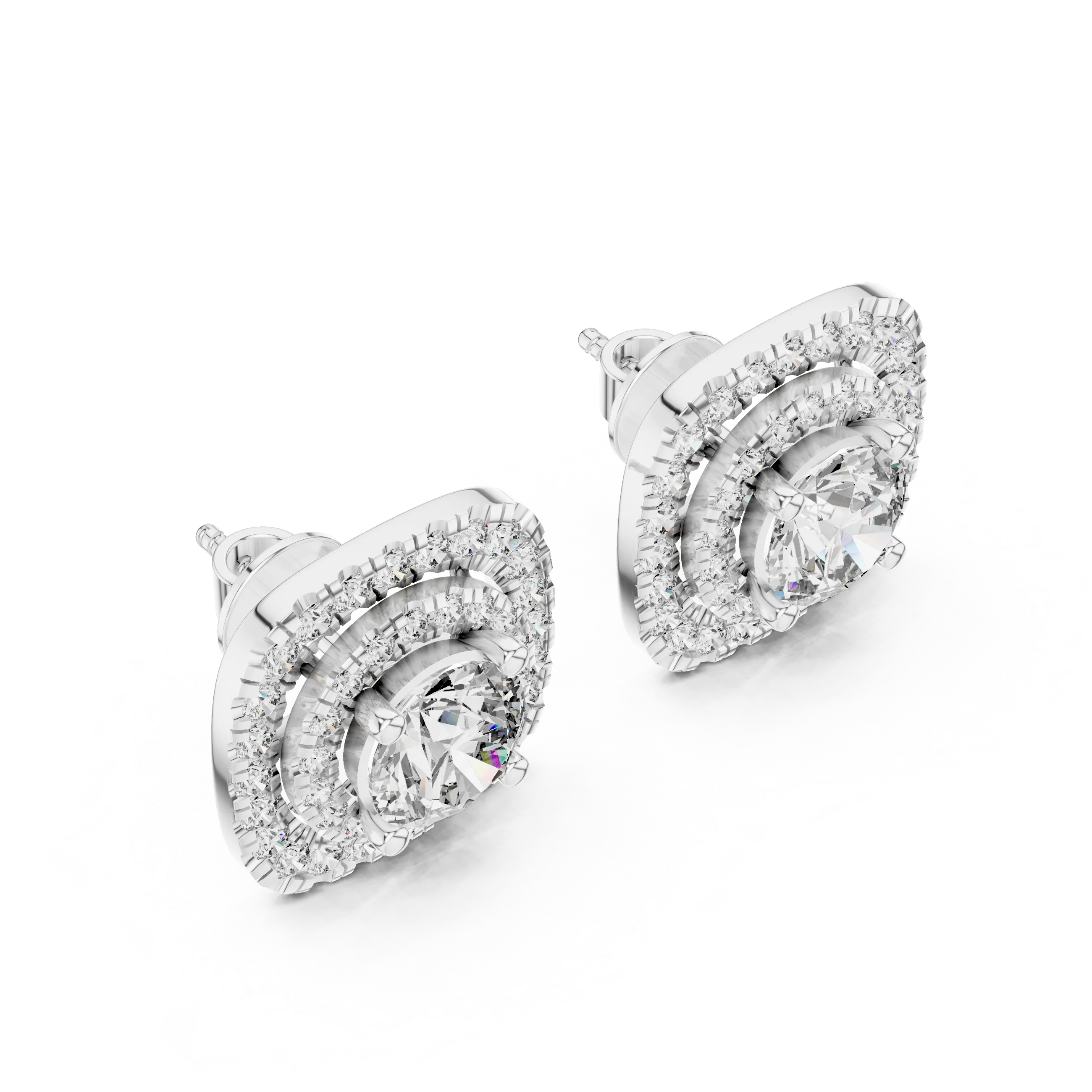 Royal Aura Double Halo Diamond Stud Earrings