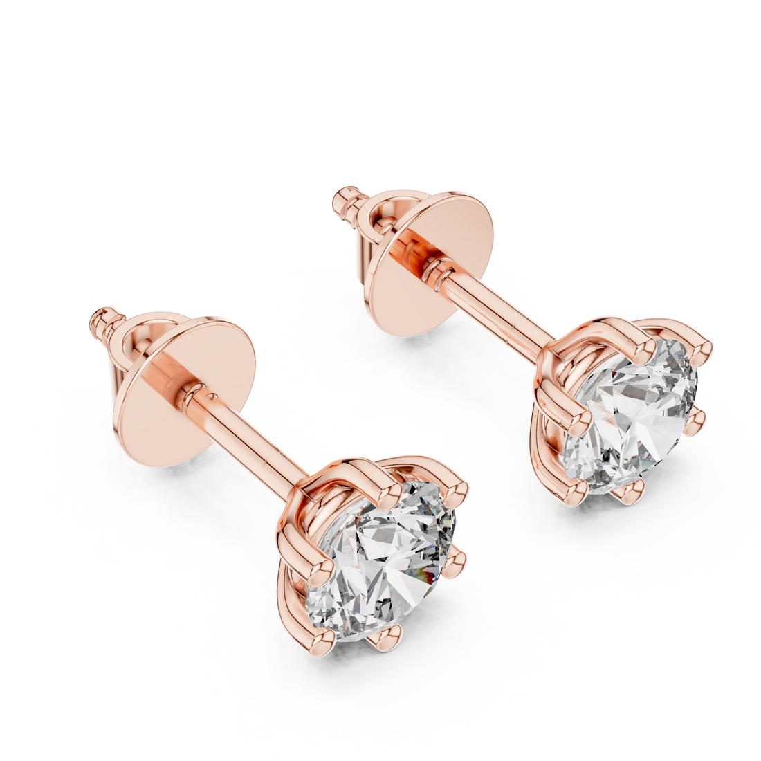 Heritage Six-Prong Round Solitaire Diamond Stud Earrings