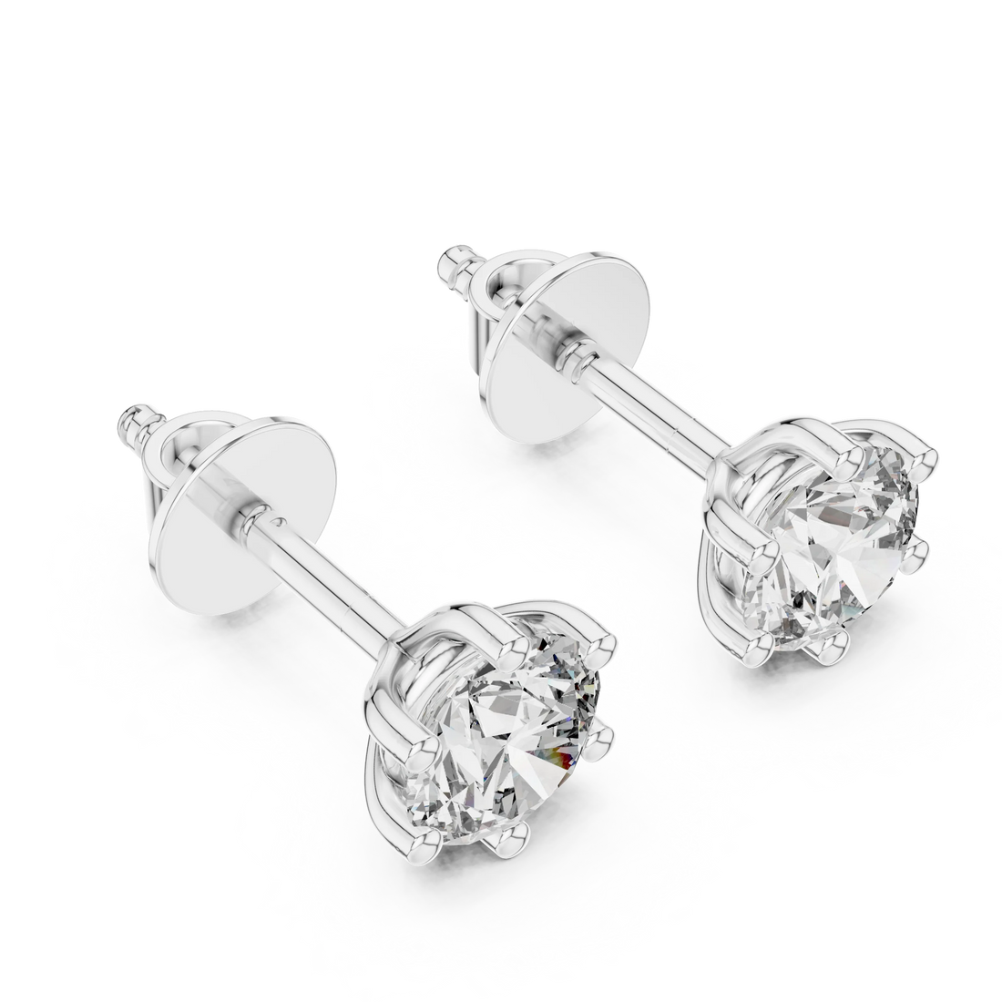 Heritage Six-Prong Round Solitaire Diamond Stud Earrings
