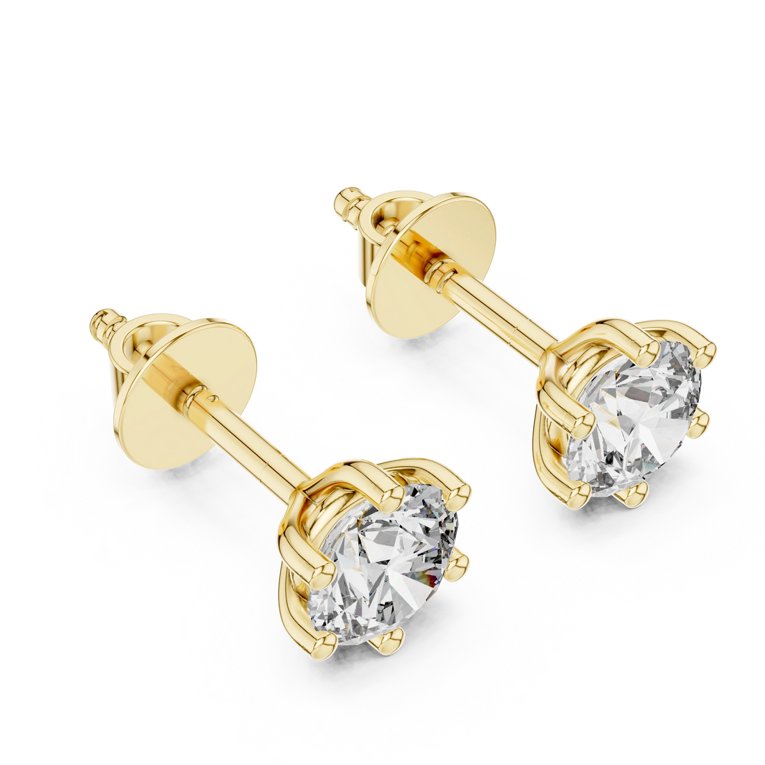 Heritage Six-Prong Round Solitaire Diamond Stud Earrings