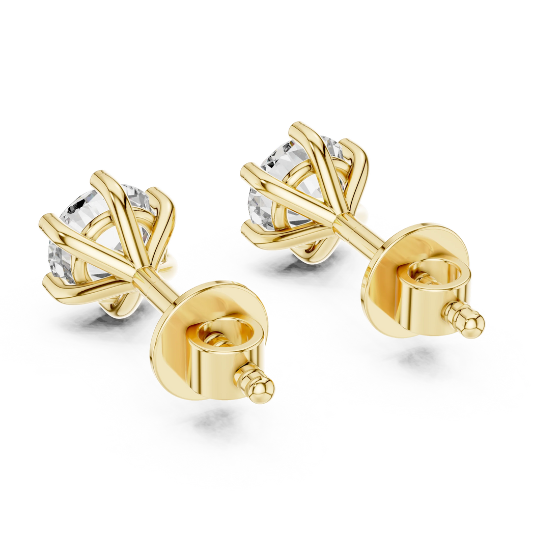 Heritage Six-Prong Round Solitaire Diamond Stud Earrings