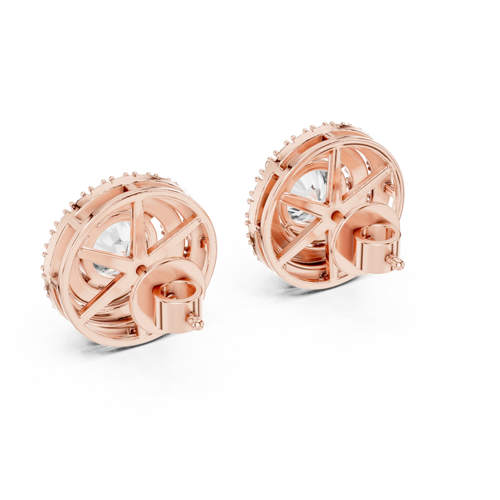 Majestic Glow Double Halo Diamond Stud Earrings