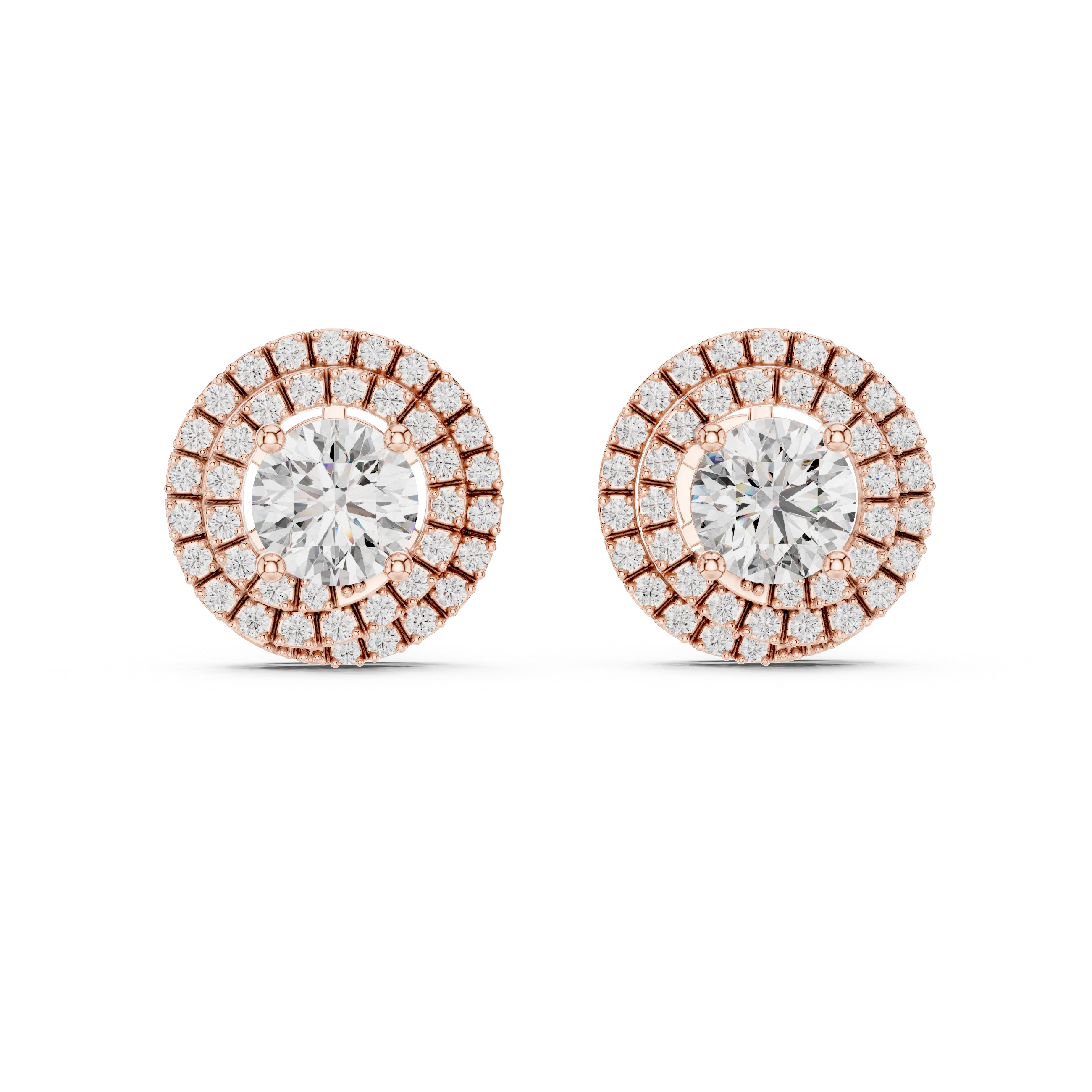 Majestic Glow Double Halo Diamond Stud Earrings