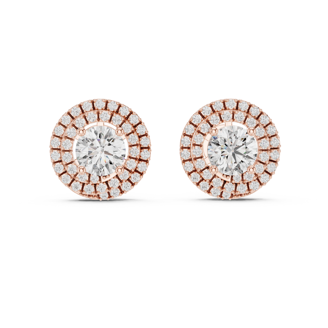 Majestic Glow Double Halo Diamond Stud Earrings