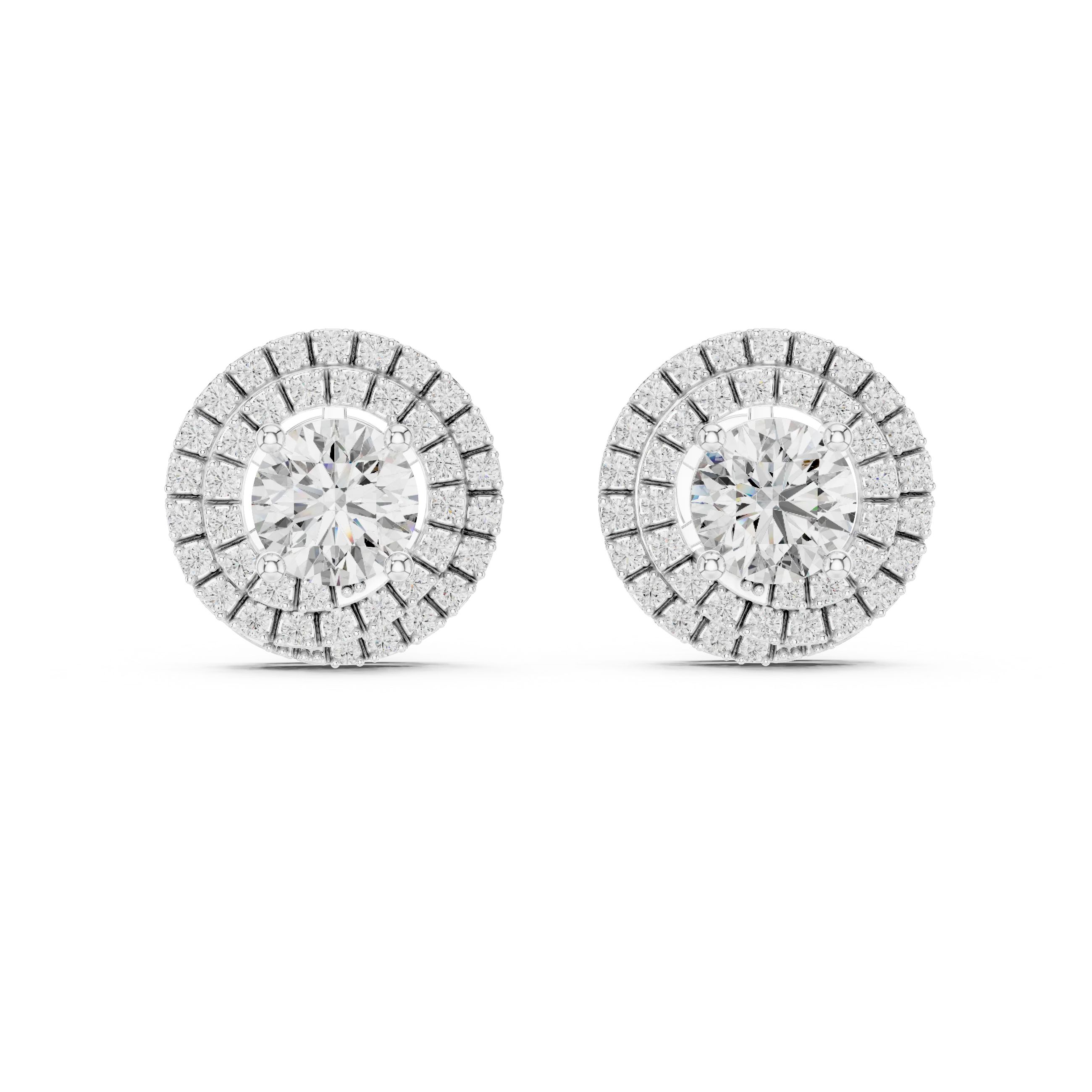 Majestic Glow Double Halo Diamond Stud Earrings