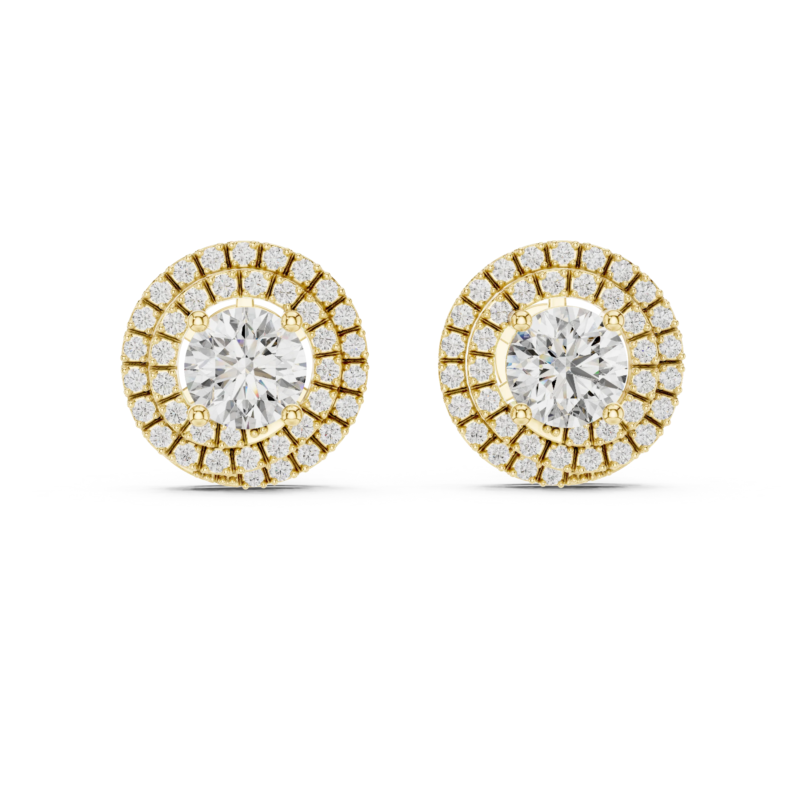 Majestic Glow Double Halo Diamond Stud Earrings