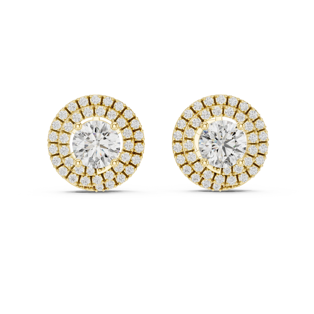Majestic Glow Double Halo Diamond Stud Earrings