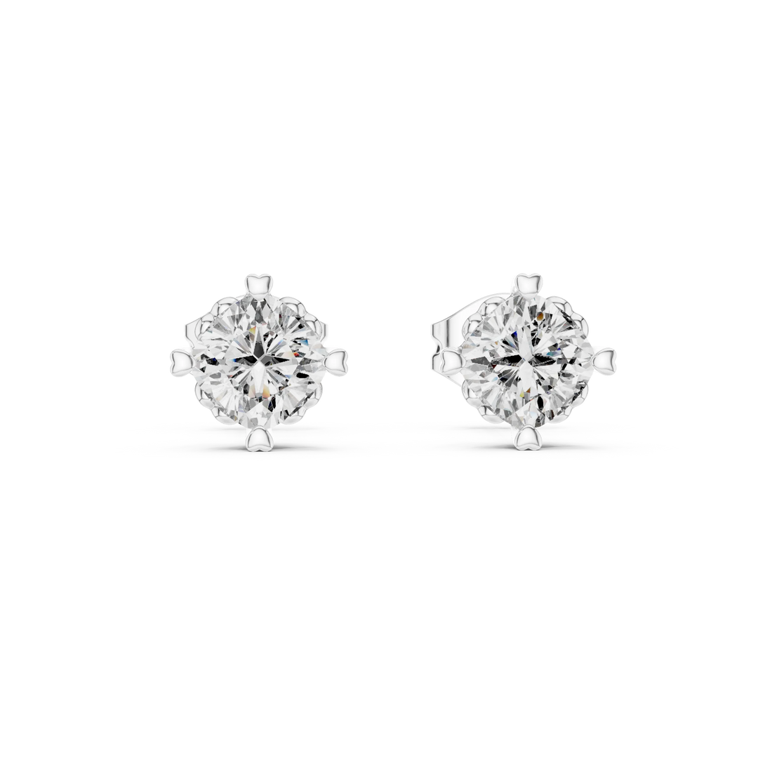 Classic Solitaire Round Diamond Stud Earrings
