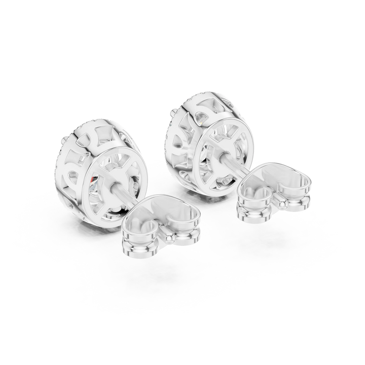 Radiant Oval Halo Diamond Stud Earrings