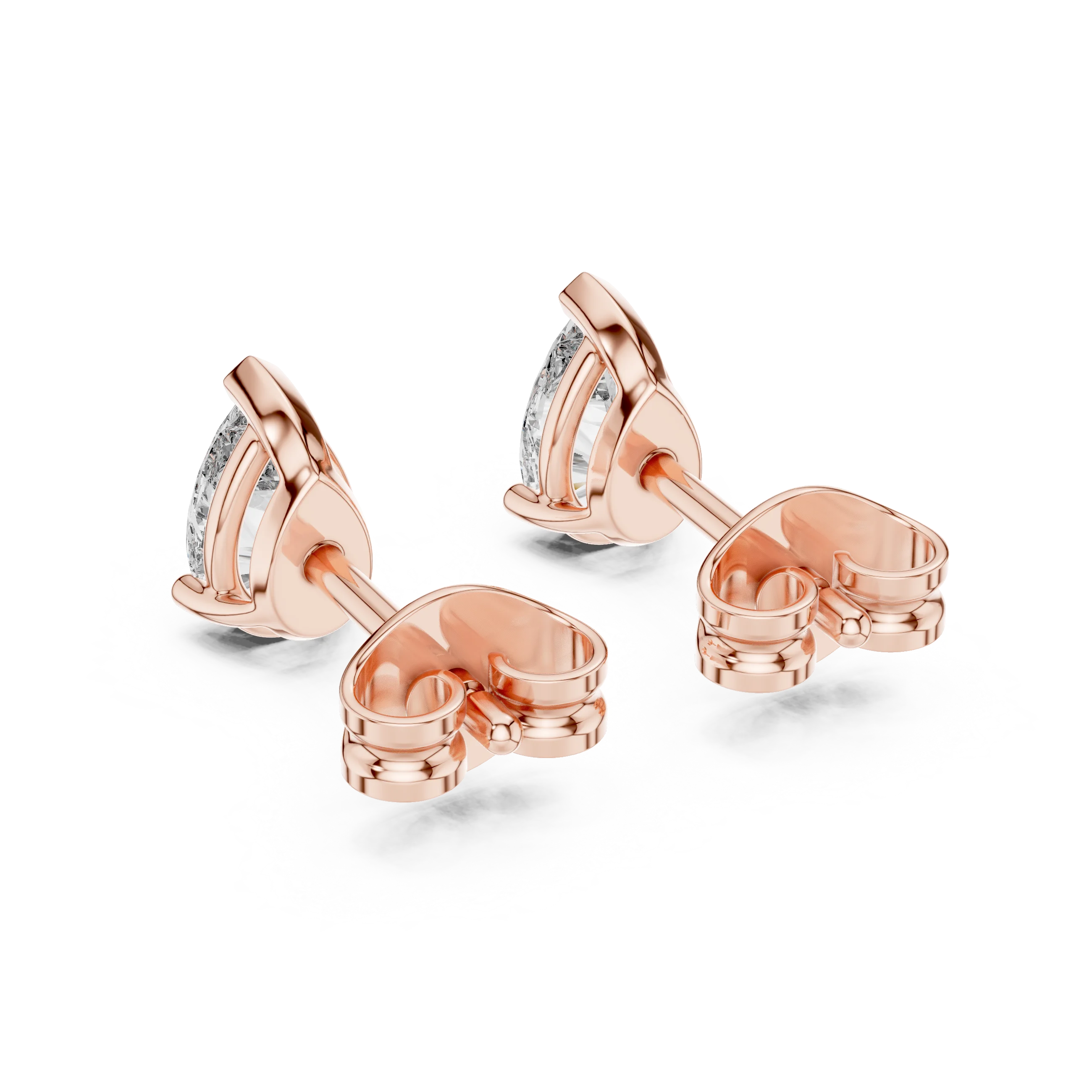 Elegant Pear Solitaire Diamond Stud Earrings