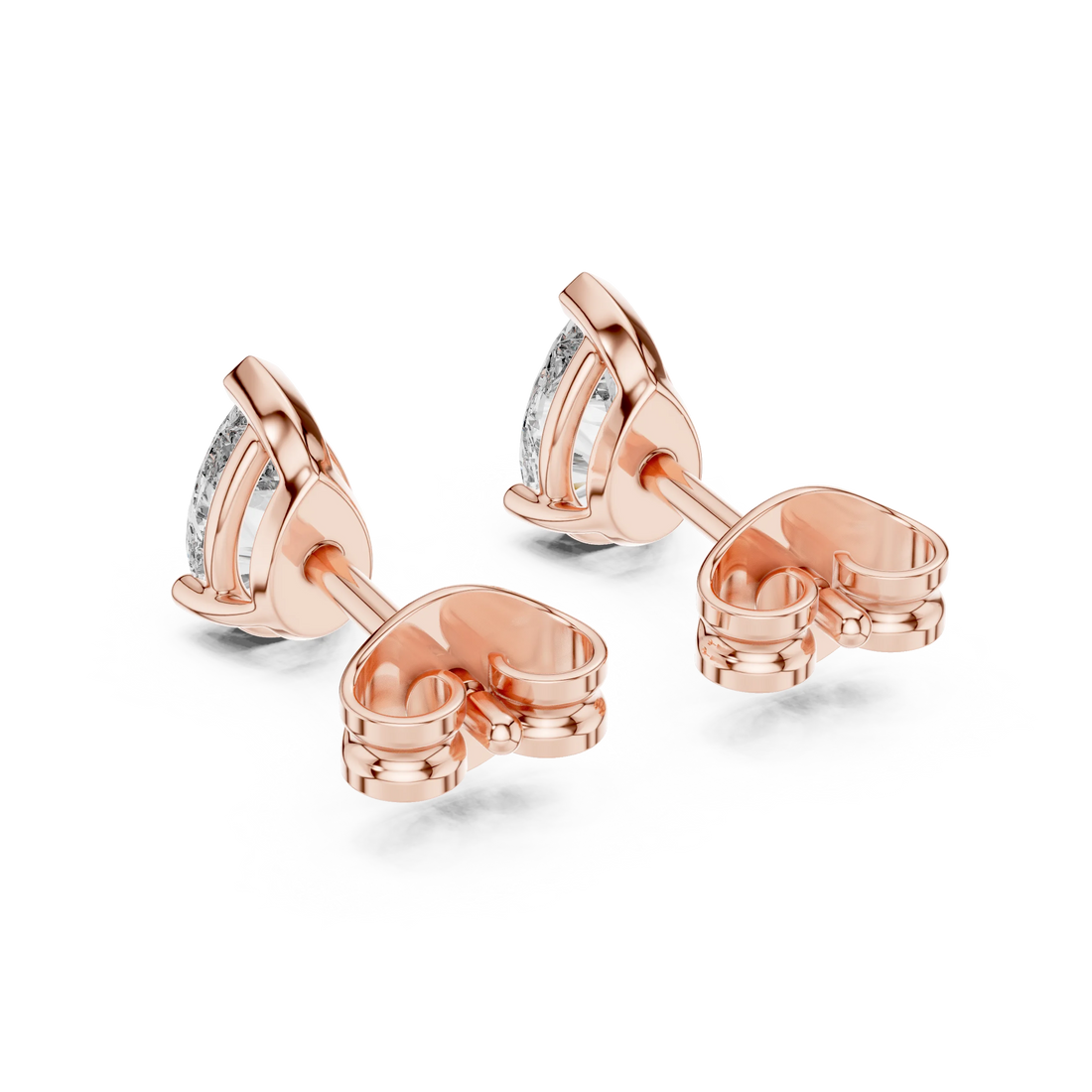 Elegant Pear Solitaire Diamond Stud Earrings