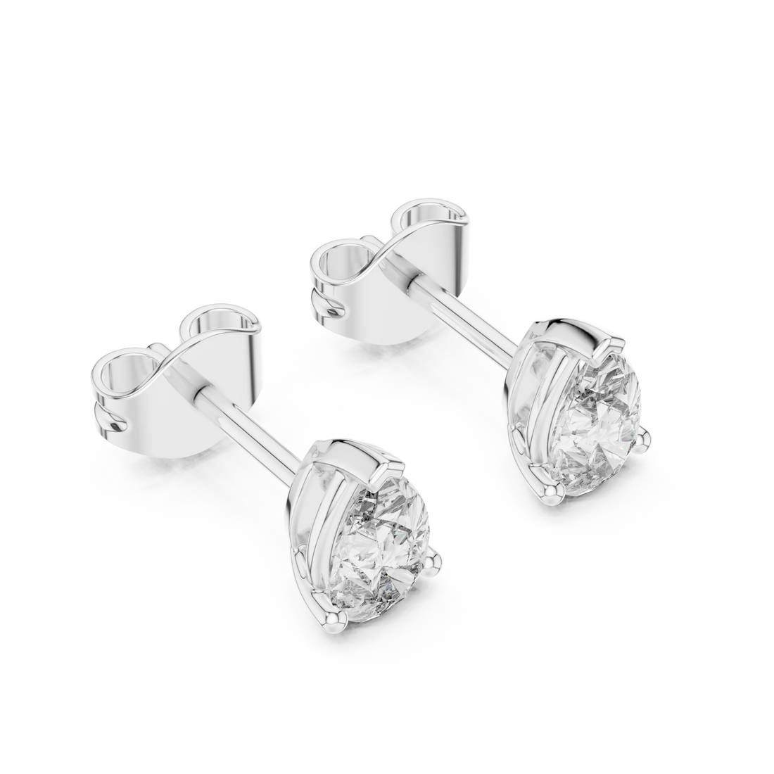 Elegant Pear Solitaire Diamond Stud Earrings