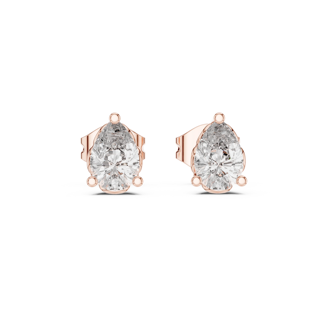 Pear Solitaire Diamond Stud Earrings