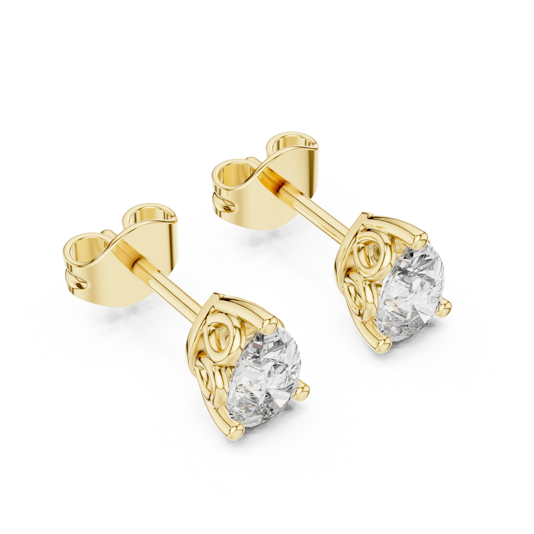 Pear Solitaire Diamond Stud Earrings