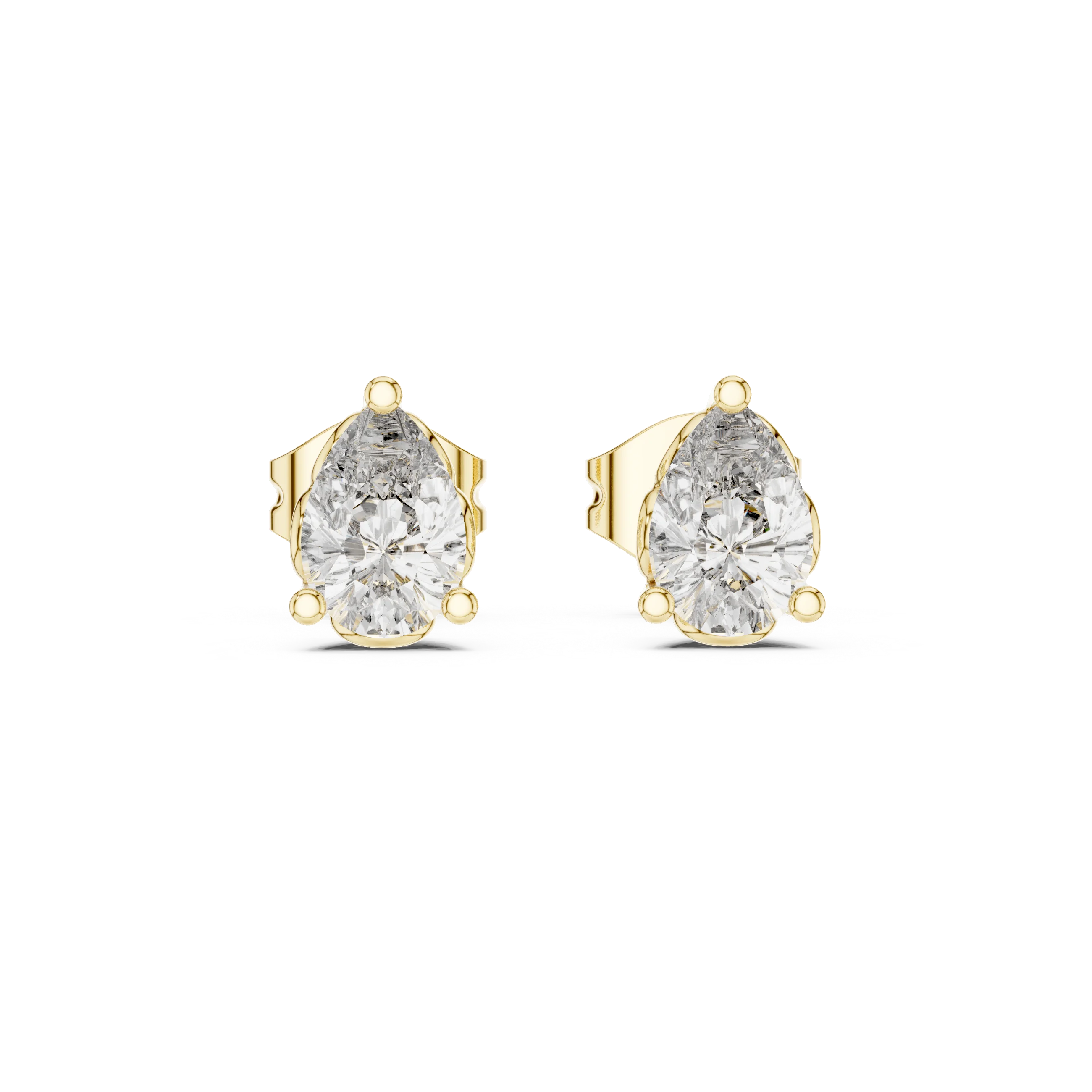Pear Solitaire Diamond Stud Earrings