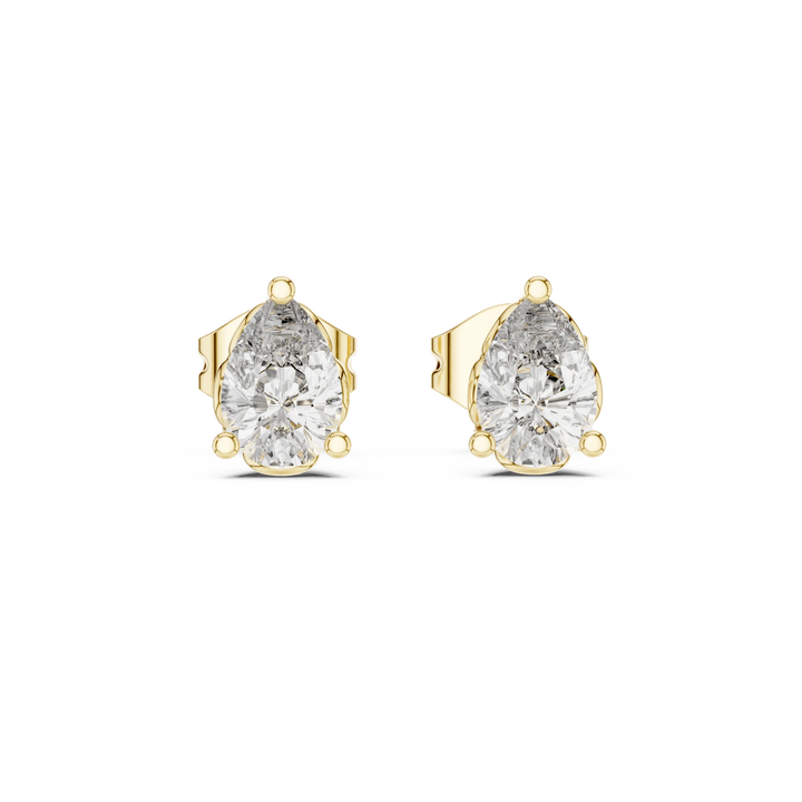 Pear Solitaire Diamond Stud Earrings