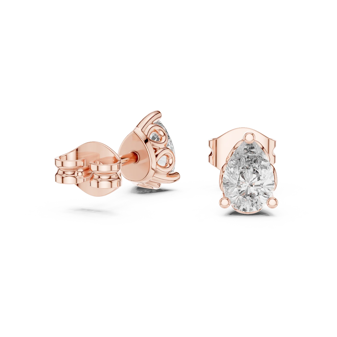 Pear Solitaire Diamond Stud Earrings