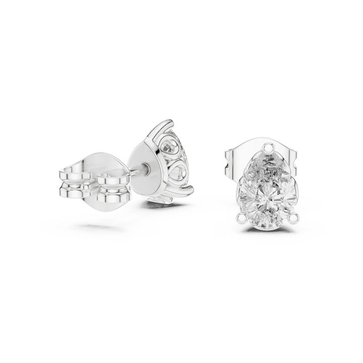 Pear Solitaire Diamond Stud Earrings