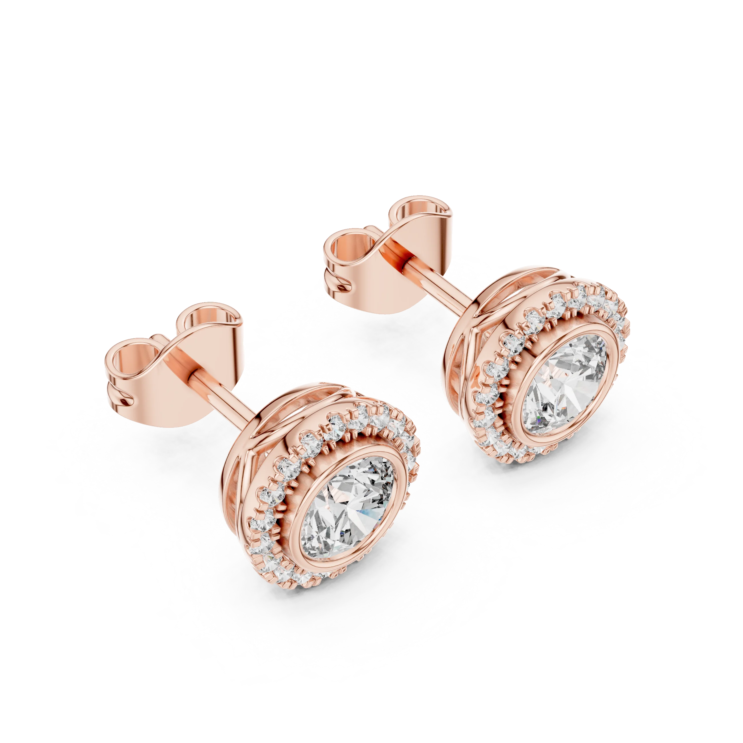 Brilliant Round Halo Diamond Stud Earrings