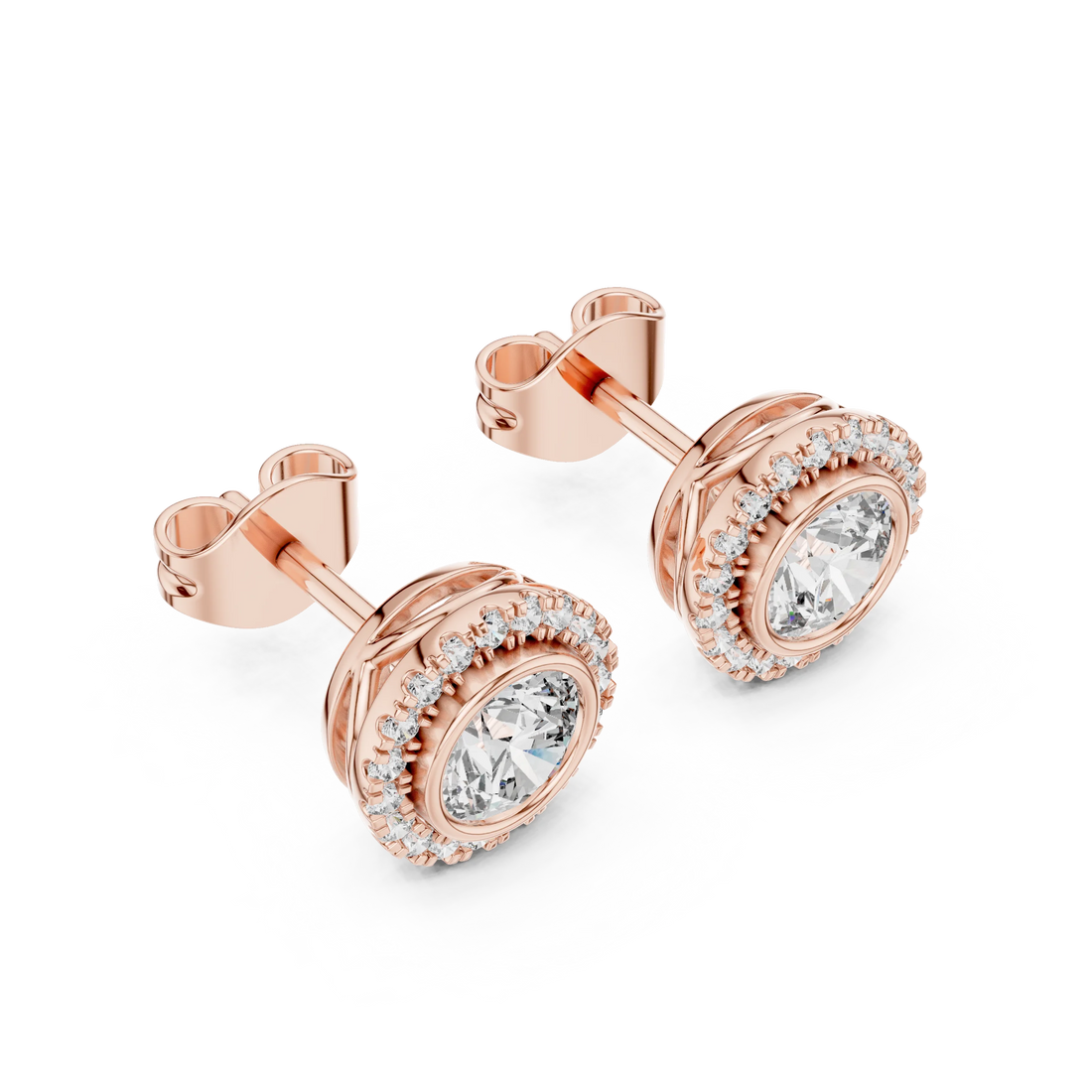 Brilliant Round Halo Diamond Stud Earrings
