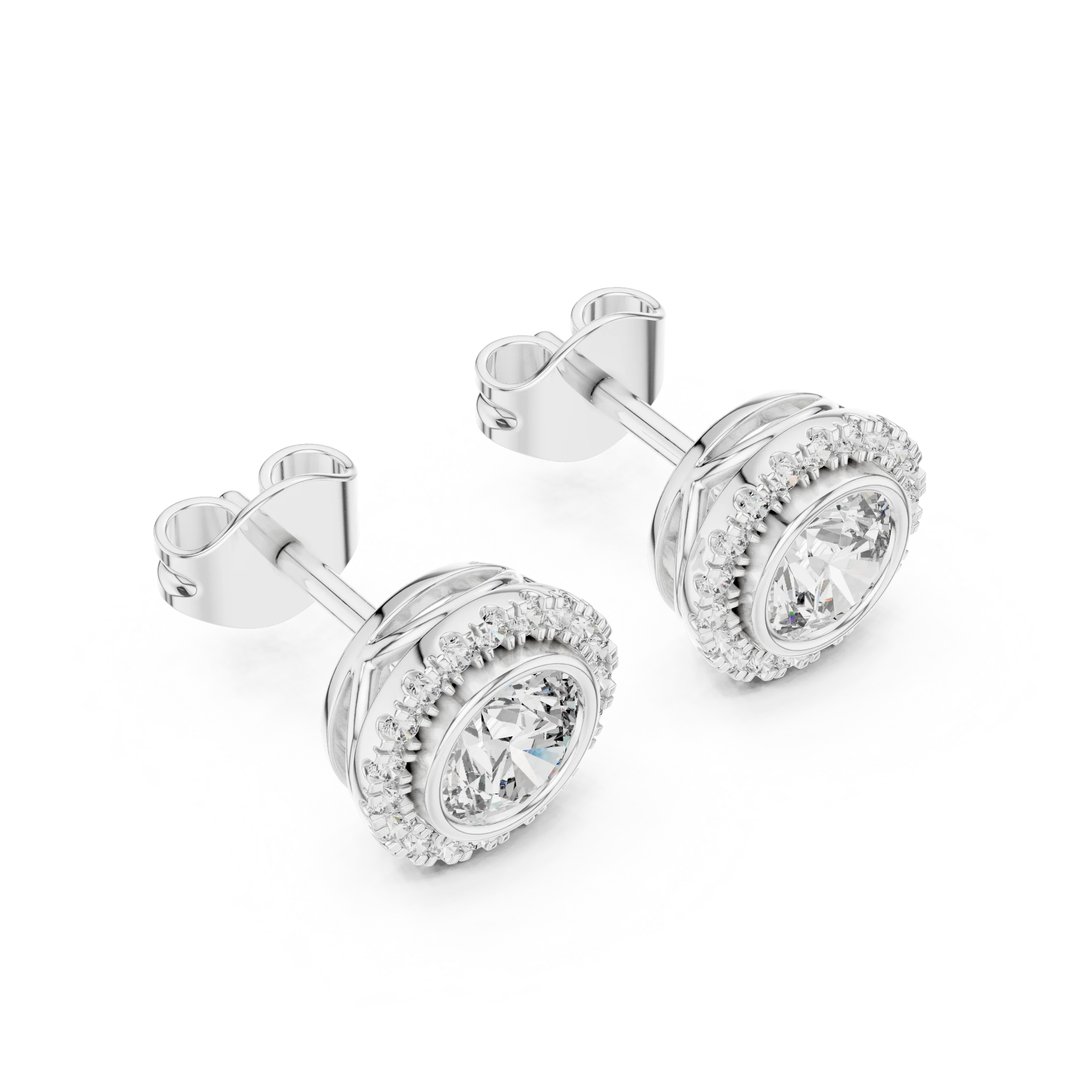 Brilliant Round Halo Diamond Stud Earrings