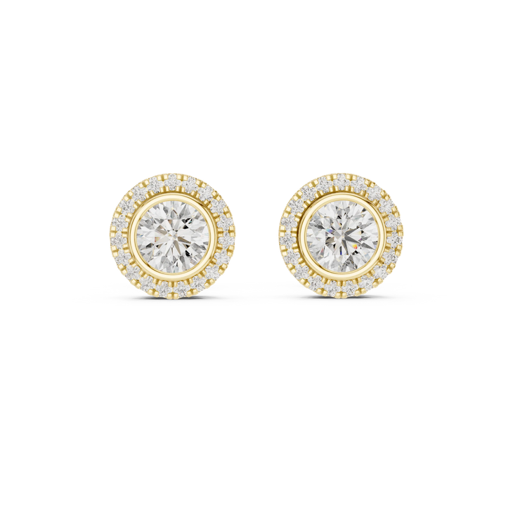 Brilliant Round Halo Diamond Stud Earrings